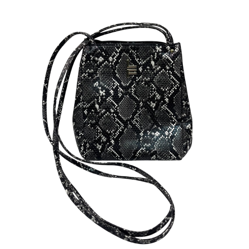 London Fog Snake Print Monochrome Shoulder Bag Gold Logo Y2K Double Straps